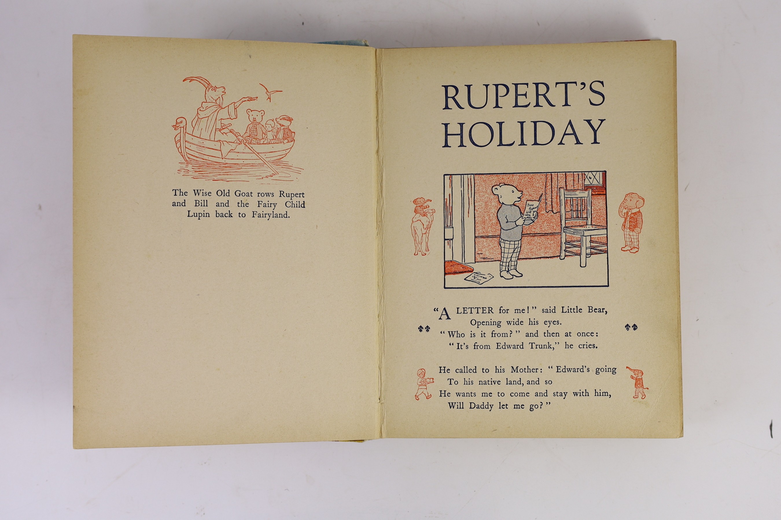 Tourtel, Mary - The Rupert Story Book, 1st edition, 4to, pictorial boards, ownership inscription neatly written in ‘’belongs to’’ box, Samson Low, Marston & Co., Ltd., London, 1938